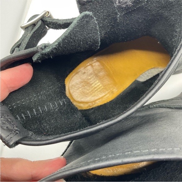 Frye Black Leather Combat Boots with Buckles - Picture 6 of 11